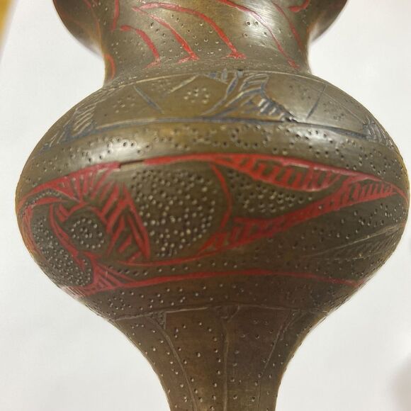 Antiedad 54y Messag Engraved Vase  Uit India - Picture 3 of 15